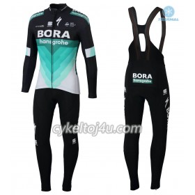 Cykeltrøje Langærmet + Bib Cykelbukser 2018 Bora-Hansgrohe N001 Vinter Thermal Fleece